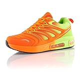 Fusskleidung® Damen Herren Sportschuhe Dämpfung Sneaker leichte Laufschuhe Orange Grün EU 39